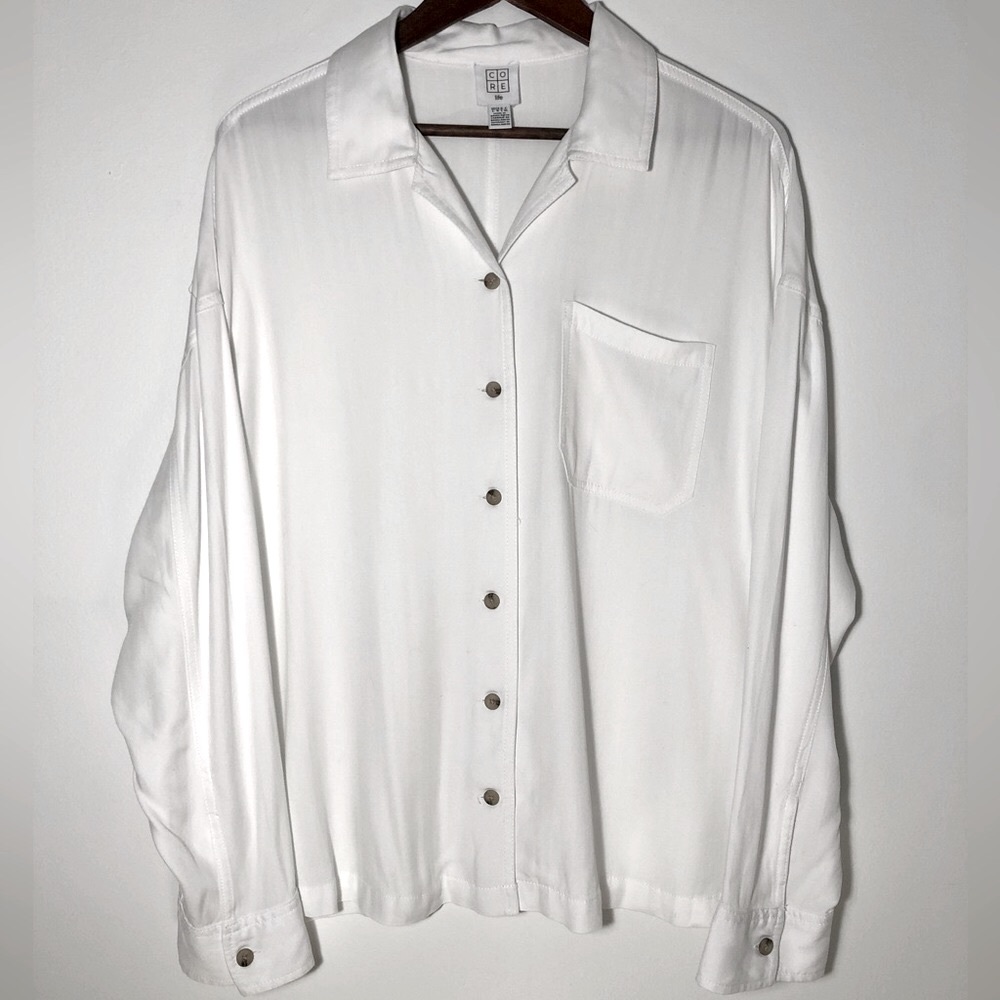 CORE Life - White Long Sleeve Button Down Top - Size L